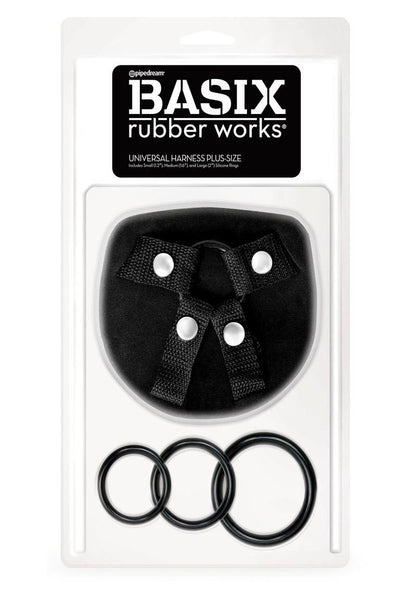 Basix Rubber Works Universal Harness Plus Size with Silicone O-Rings