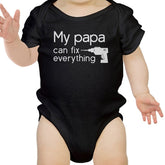 Black baby onesie with My Papa Fix design, made of 100% cotton, perfect unique father&