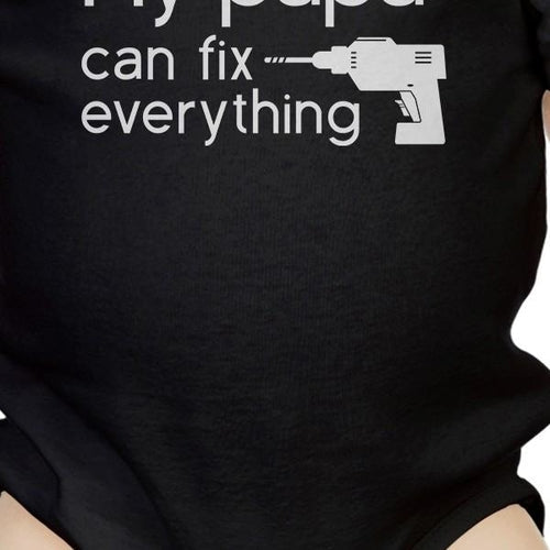 Black baby onesie with My Papa Fix design made of 100% cotton by 365 In Love