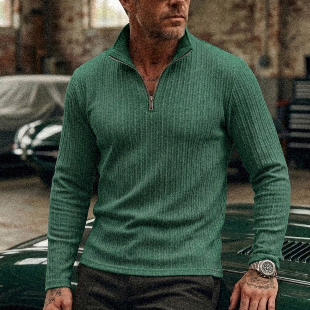 Long Sleeve Jacquard Polo Shirt