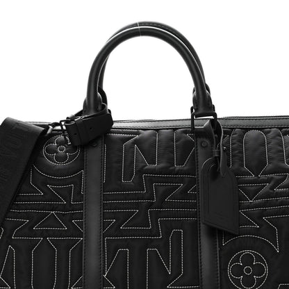 Louis Vuitton Nylon Embroidered Keepall Bandouliere 50 Black