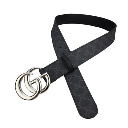 GUCCI Embellished coated-canvas and leather belt &