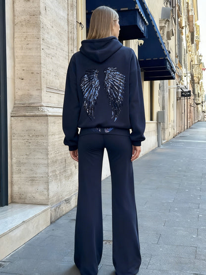 Hooded Sequins Track Suit Set