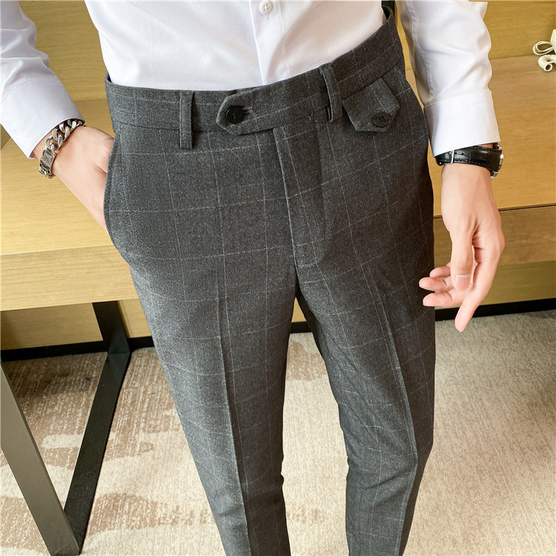 Korean Style British Classic Checkered Elegant Slim Fit Men&