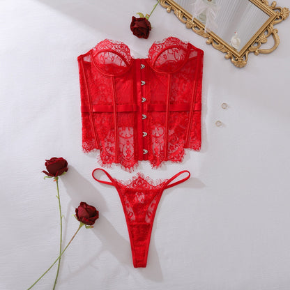 Pure Lace Low Cut Strapless Bra and Panty Set