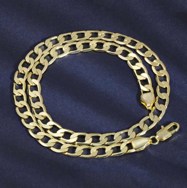 Brass Gold Plated Chain Necklace Men Women Unisex Bold Geometric Jewelry