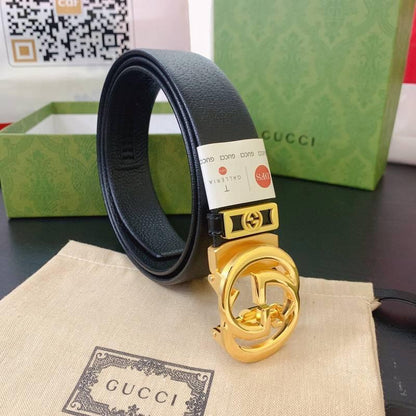 GUCCI Embellished coated-canvas and leather belt &