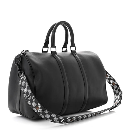 Louis Vuitton  Calfskin Damier Distorted Keepall Bandouliere 40 Black