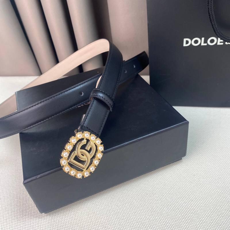 Dolce Gabbana Women Calfskin belt with bejeweled DG logo &