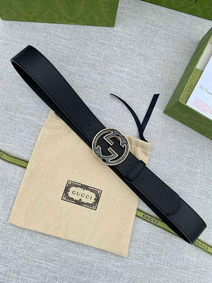 GUCCI Embellished coated-canvas and leather belt &