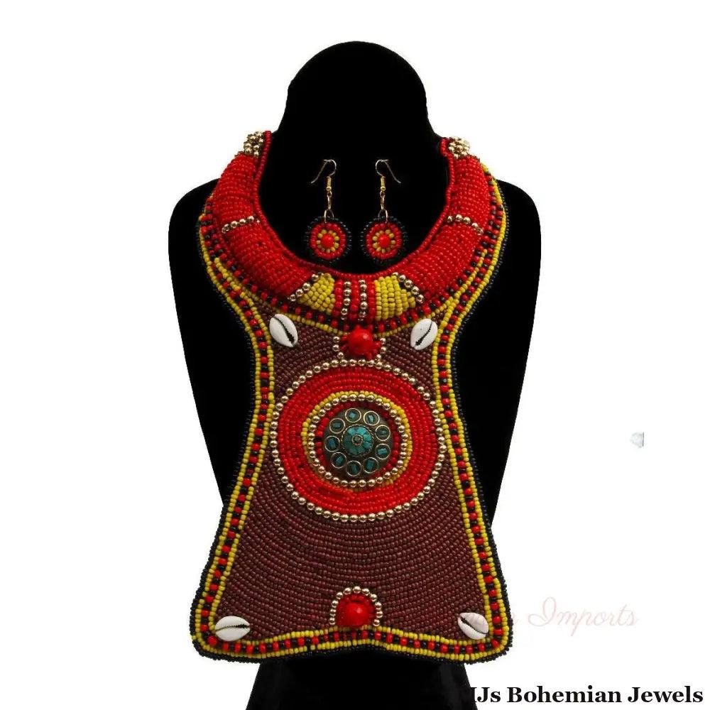 Beaded Cowrie Shell Collar Set