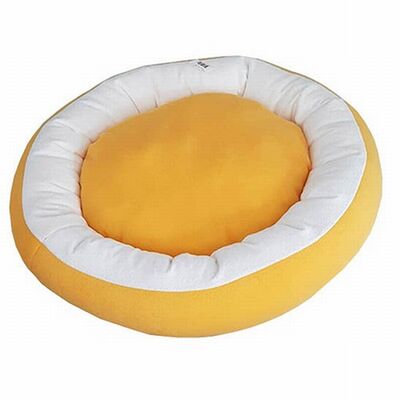 Bedspet Donut Pet Bed for Cats and Small Dogs Yellow &amp; White