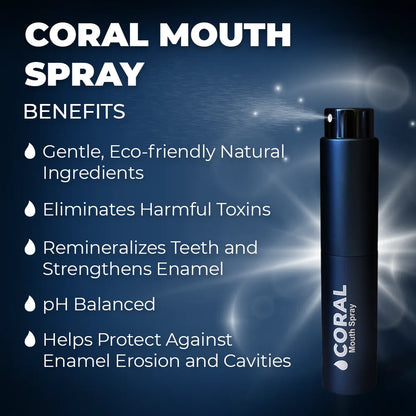 Coral Mouth Spray, Bamboo Mint Floss, and Bamboo Toothbrushes Bundle