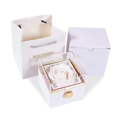 Rotating Eternal Flower Acrylic Jewelry Gift Box