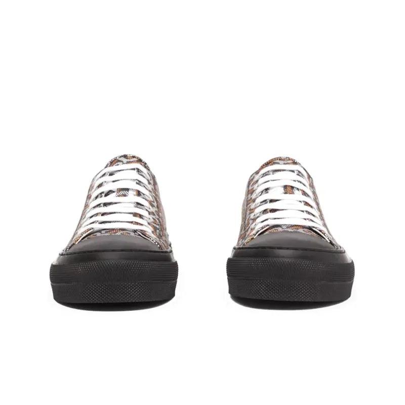 Burberry Monogram Pattern Low Top Black Orange Canvas
