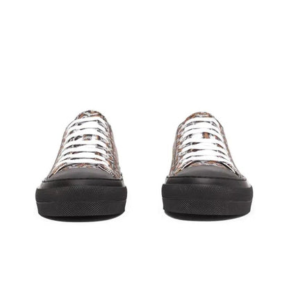 Burberry Monogram Pattern Low Top Black Orange Canvas