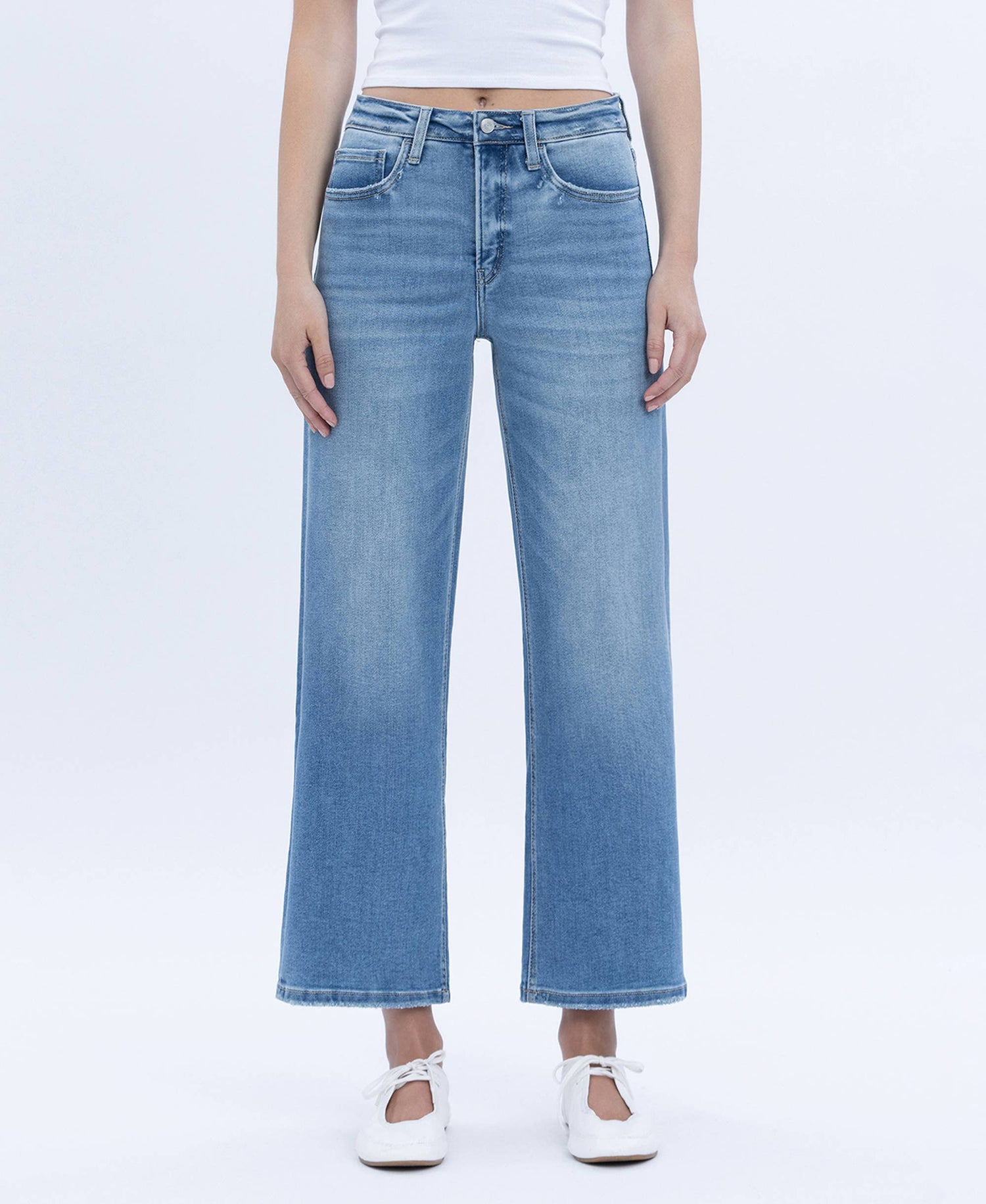 Willa Tummy Control High Rise Crop Wide Jean