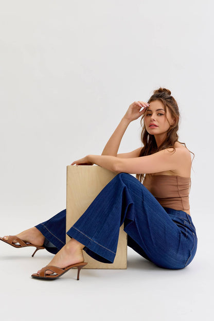 Renae High Rise Pull-On Wide Leg Denim