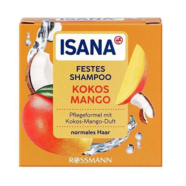 Isana Solid Shampoo Bar: Coconut Mango Scent, Organic &amp; Plastic-Free - Sustainable Hair Care for Shine, Volume &amp; Tropical Freshness