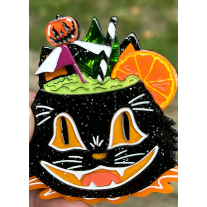 Black Magic Halloween Tiki Brooch by Carrie Hudson x Lipstick &amp; Chrome