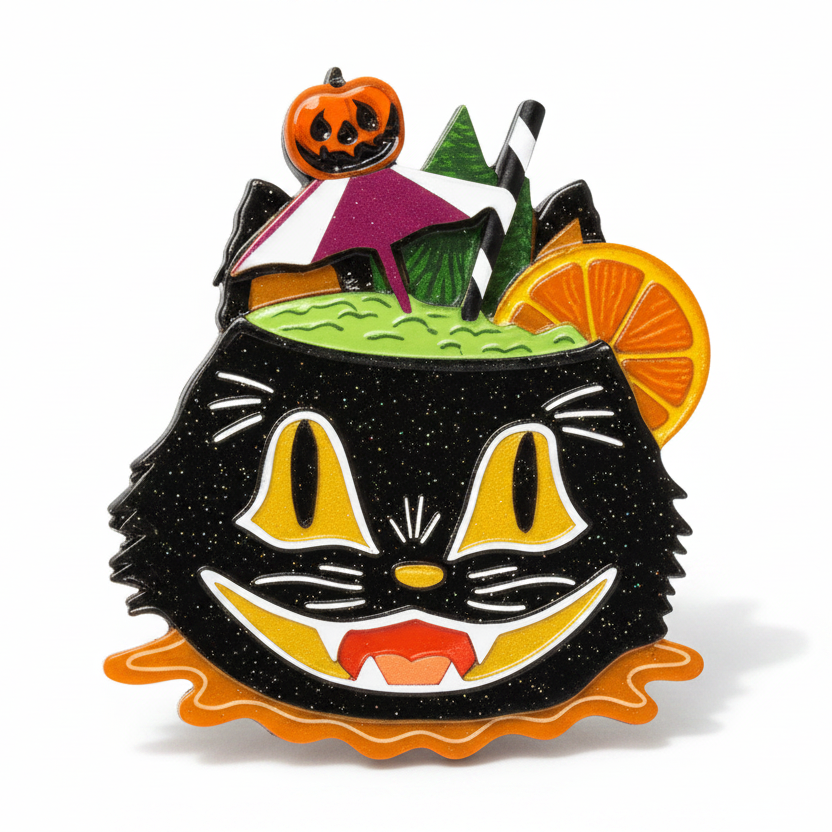 Black Magic Halloween Tiki Brooch by Carrie Hudson x Lipstick &amp; Chrome
