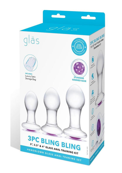 Gläs 3 Piece Bling Bling Blown Glass Anal Training Kit