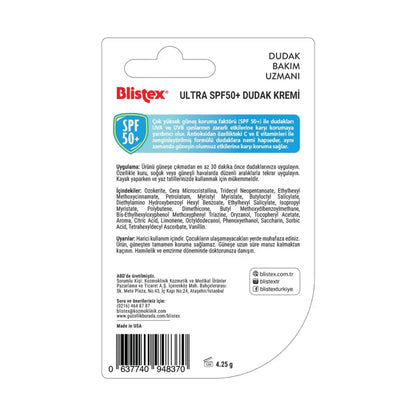 Blistex Ultra SPF 50+ Lip Balm High Protection &amp; Moisture 4.25g