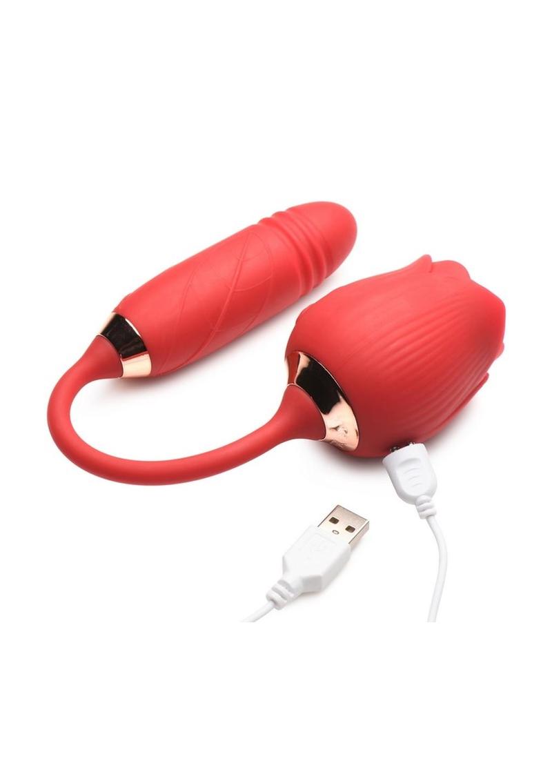 Bloomgasm Romping Rose 10X Suction Rose &amp; Thrusting Vibrator  Vibrator