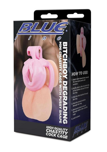 BlueLine Bitchboy Degrading Mini Chastity Cage