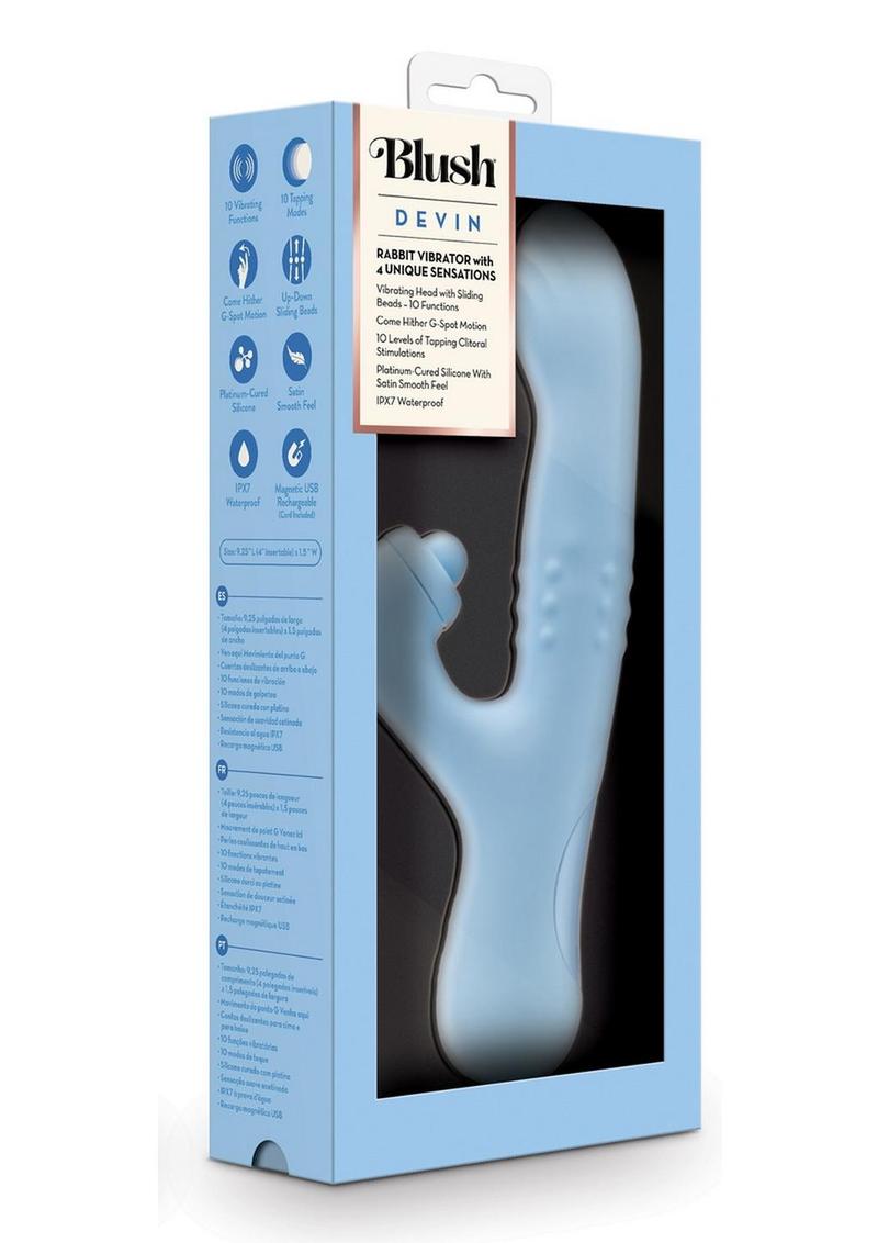 Blush Devin Rechargeable Rabbit Vibrator 4 Unique Sensations