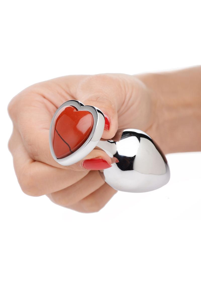 Booty Sparks Gemstones Red Jasper Heart  Anal Plug