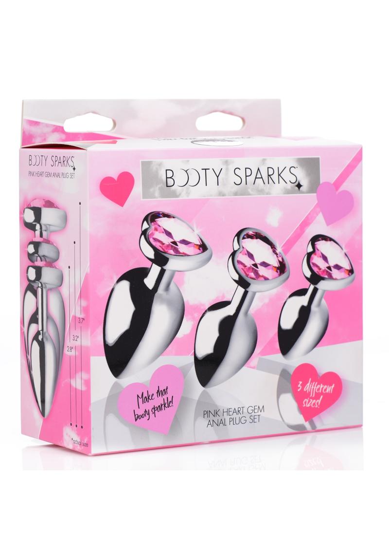 Booty Sparks Pink Heart Gem Anal Plug Set