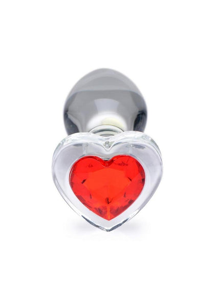 Booty Sparks Red Heart Gem Glass Anal Plug