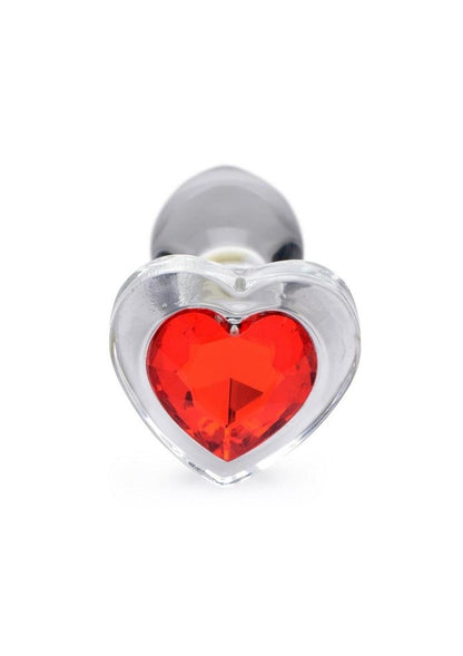 Booty Sparks Red Heart Gem Glass Anal Plug
