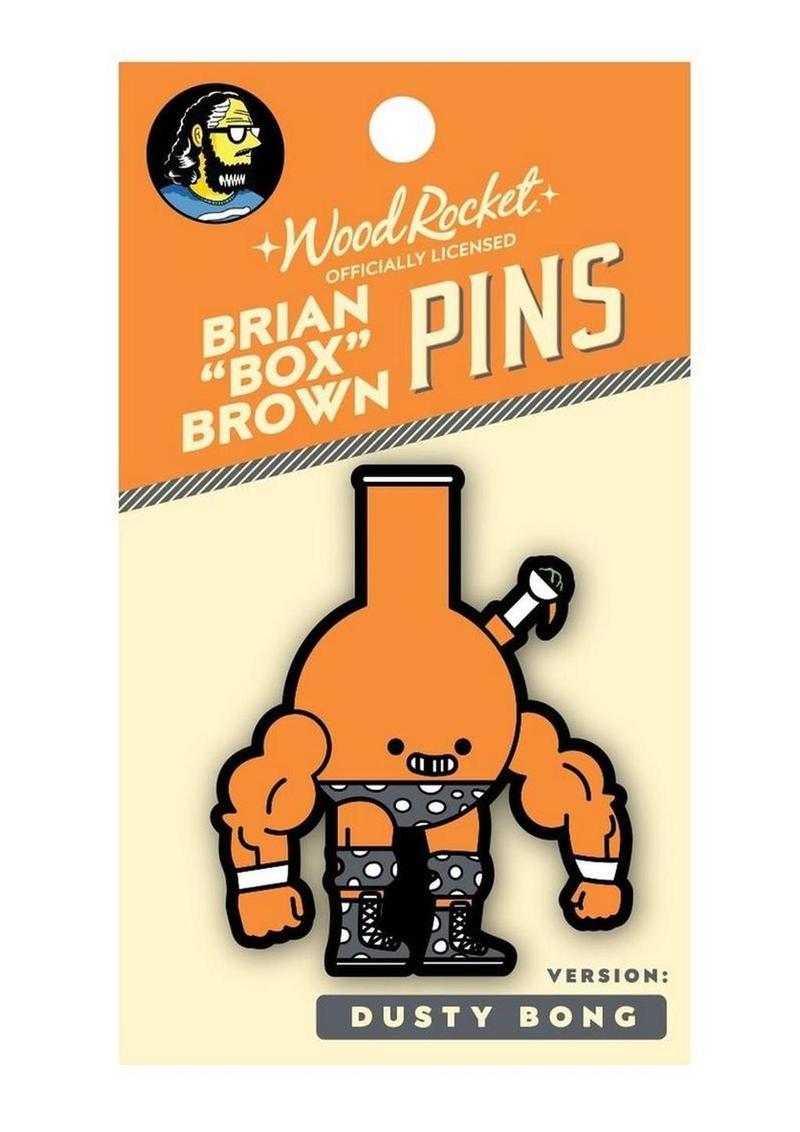 Wood Rocket x Brian Box Brown Enamel Pin
