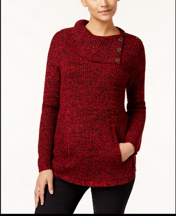 Style &amp; Co Envelope Collar Kangaroo Pocket Sweater