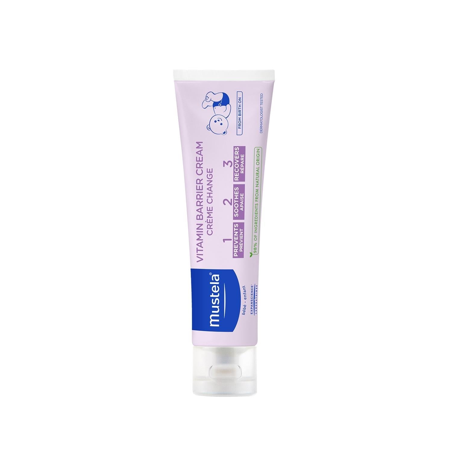 Mustela Baby Diaper Rash Cream - Vitamin Barrier 1-2-3 Cream for Diaper Rash Prevention &amp; Soothing, Gentle &amp; Natural Baby Skincare, 3.38 fl oz