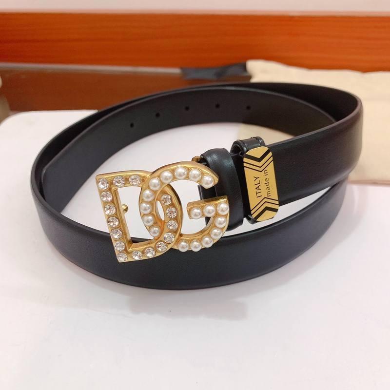 Dolce Gabbana Calfskin belt with bejeweled DG logo &