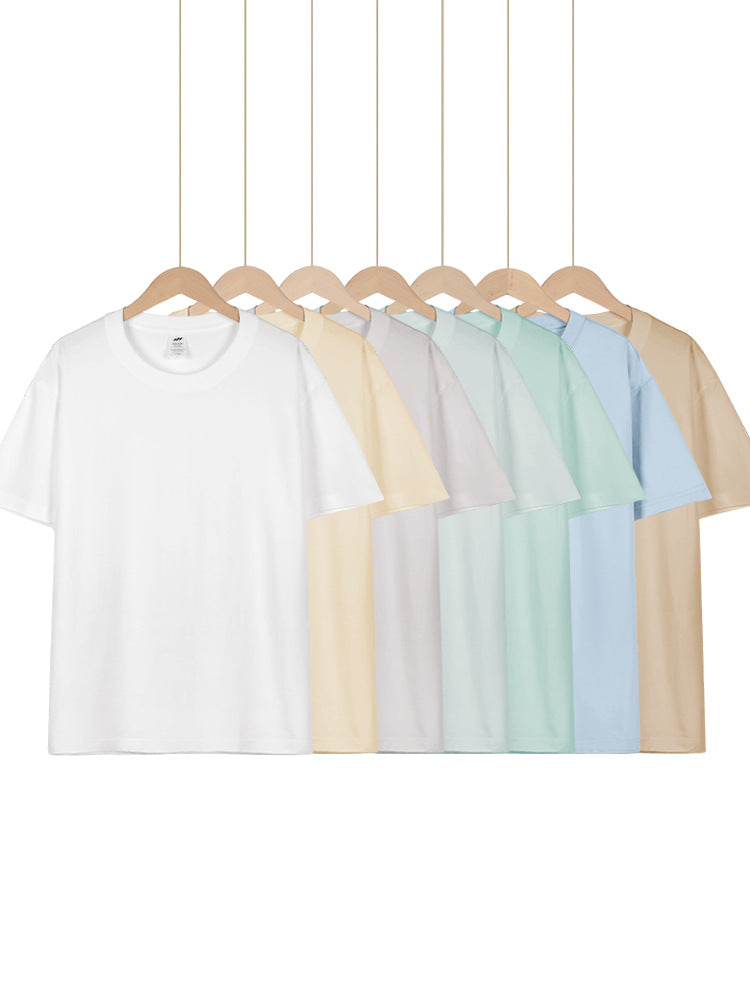 All-Match Crewneck Shoulder Top Solid Color Half-Sleeve