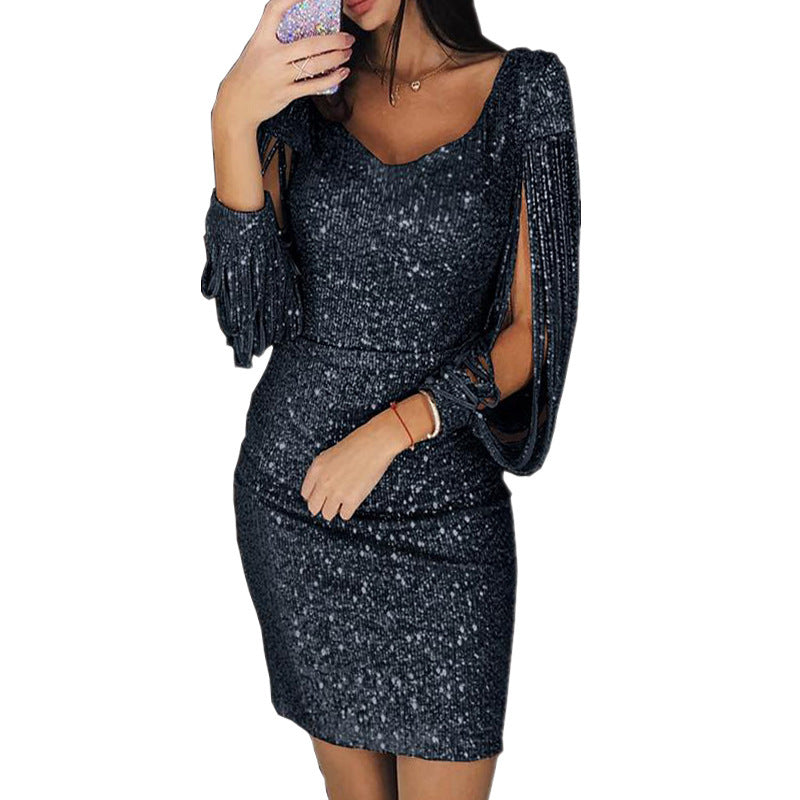 Womens Tassel Bodycon Dress
