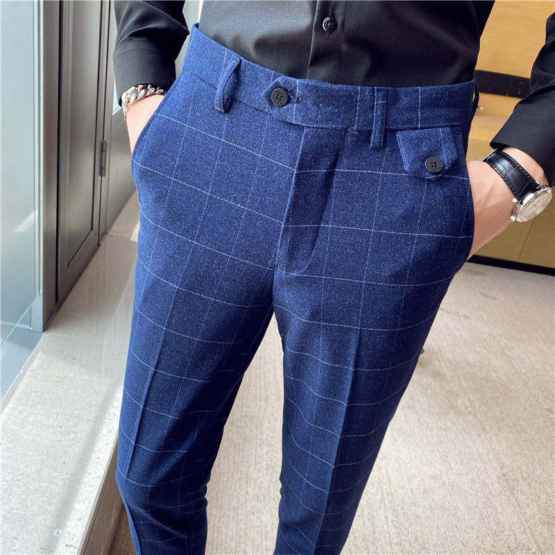 Korean Style British Classic Checkered Elegant Slim Fit Men&