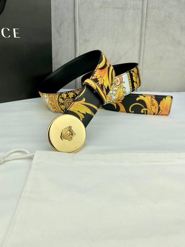 Versace MEDUSA BIGGIE ENAMEL LEATHER BELT