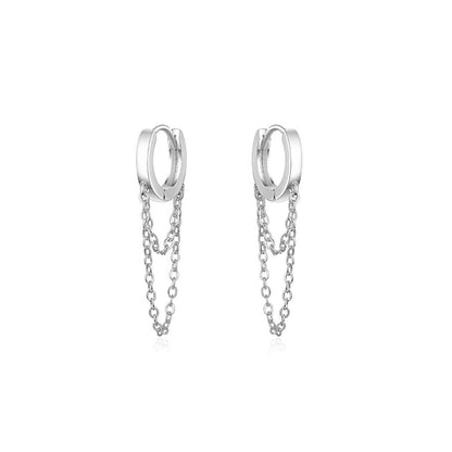 Double Chain Huggies Hoops: Gold