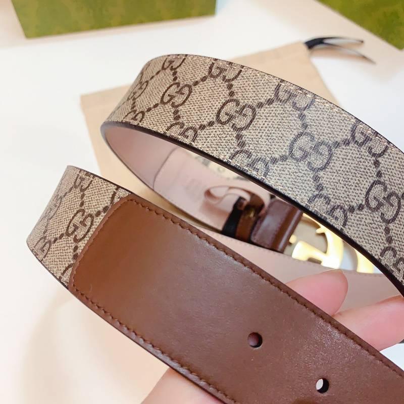 GUCCI Embellished coated-canvas and leather belt &