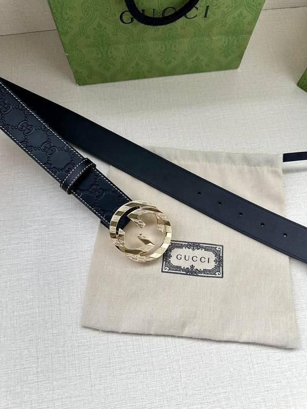 GUCCI Embellished coated-canvas and leather belt &