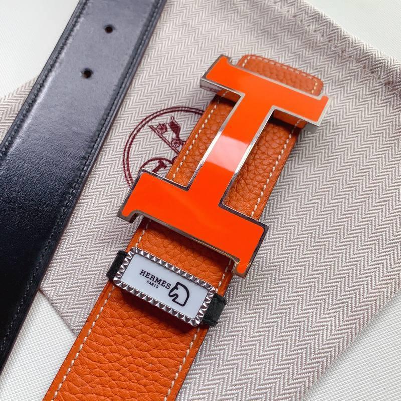 Hermes Men Orange Buckle Belt &