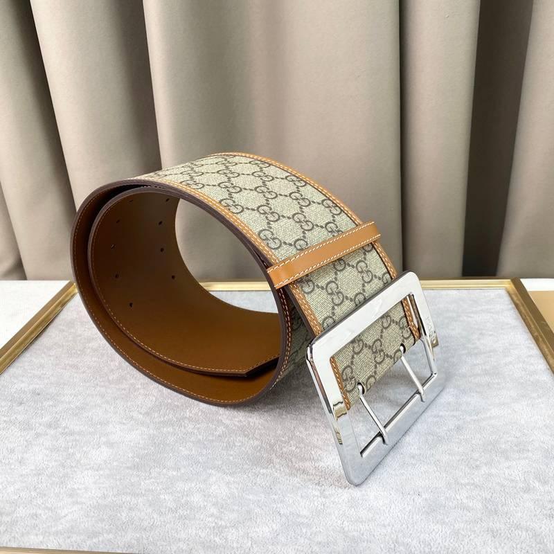 GUCCI Embellished coated-canvas and leather Women belt &