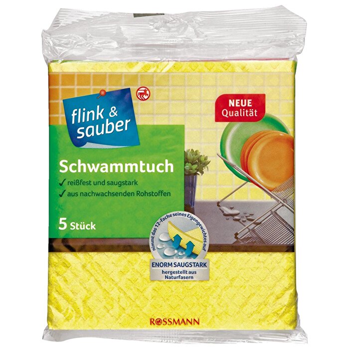 Colorful Sponge Cloths 18x19 cm - 5 Pack | Flink &amp; Sauber