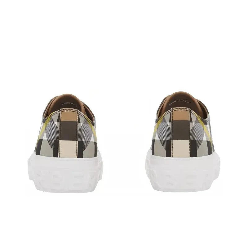 Burberry Exaggerated Check Cotton Sneakers Wheat