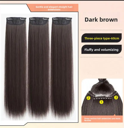 Long Straight Hair Extensions Three-Piece Set